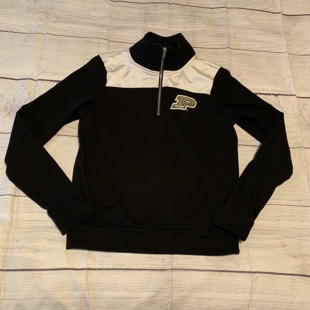 Pink Victoria Secret Womens Size XS Quarter Zip Pullover Sweatshirt Black